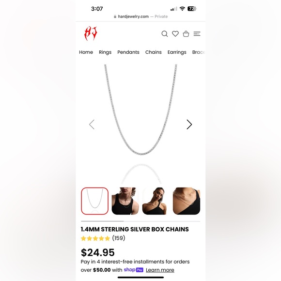 1.4mm Sterling Silver Box Chain 16” - Picture 5 of 6